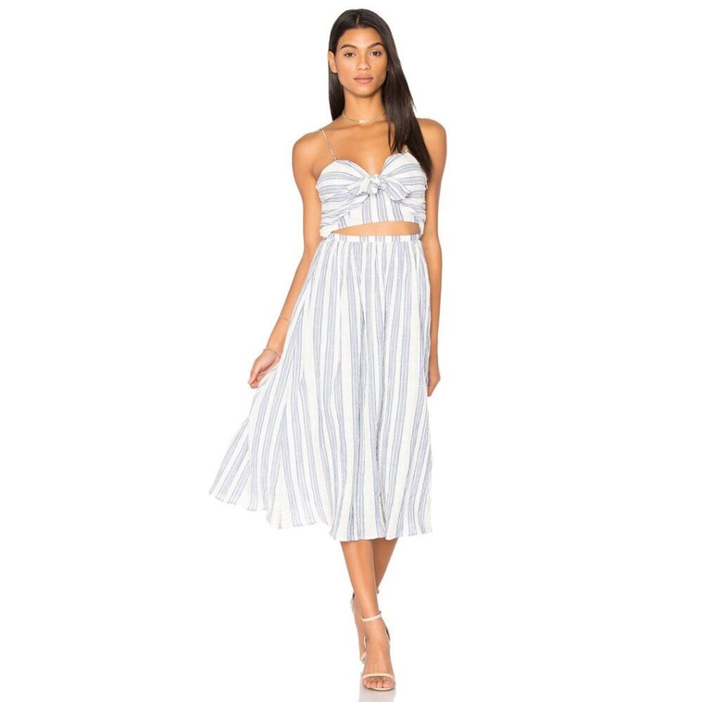 LoveShackFancy Jenna Striped Cutout Cotton Midi Dress NWT Womens Size Medium